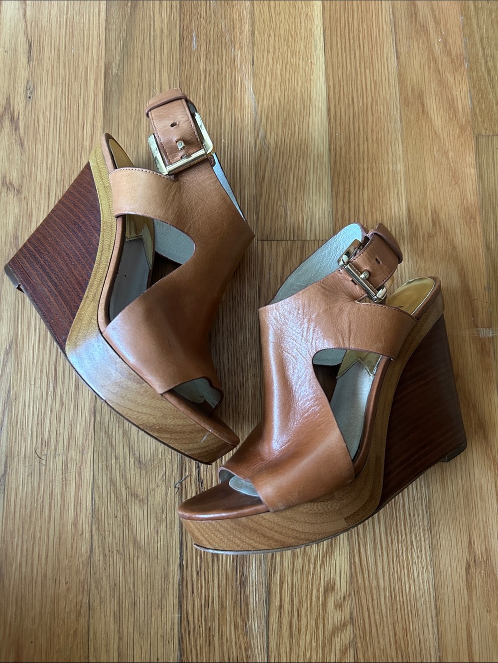 Michael Kors Tan Leather Platform Wedges